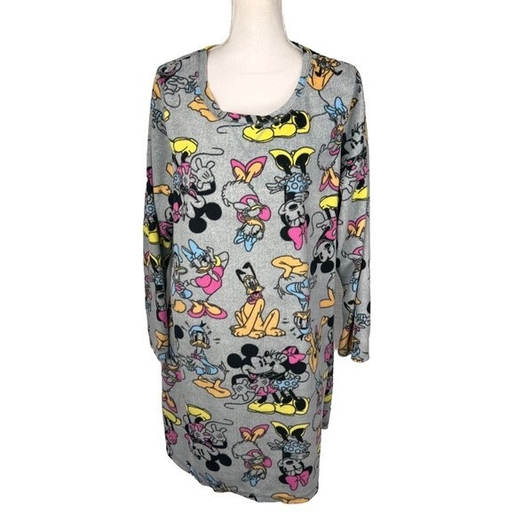 Disney Fleece Nightgown 2XL Mickey Minnie Mouse Pluto Donald Duck Daisy Pajamas - Picture 1 of 10